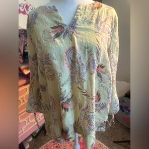 Paisley Print Women's Blouse - Cream